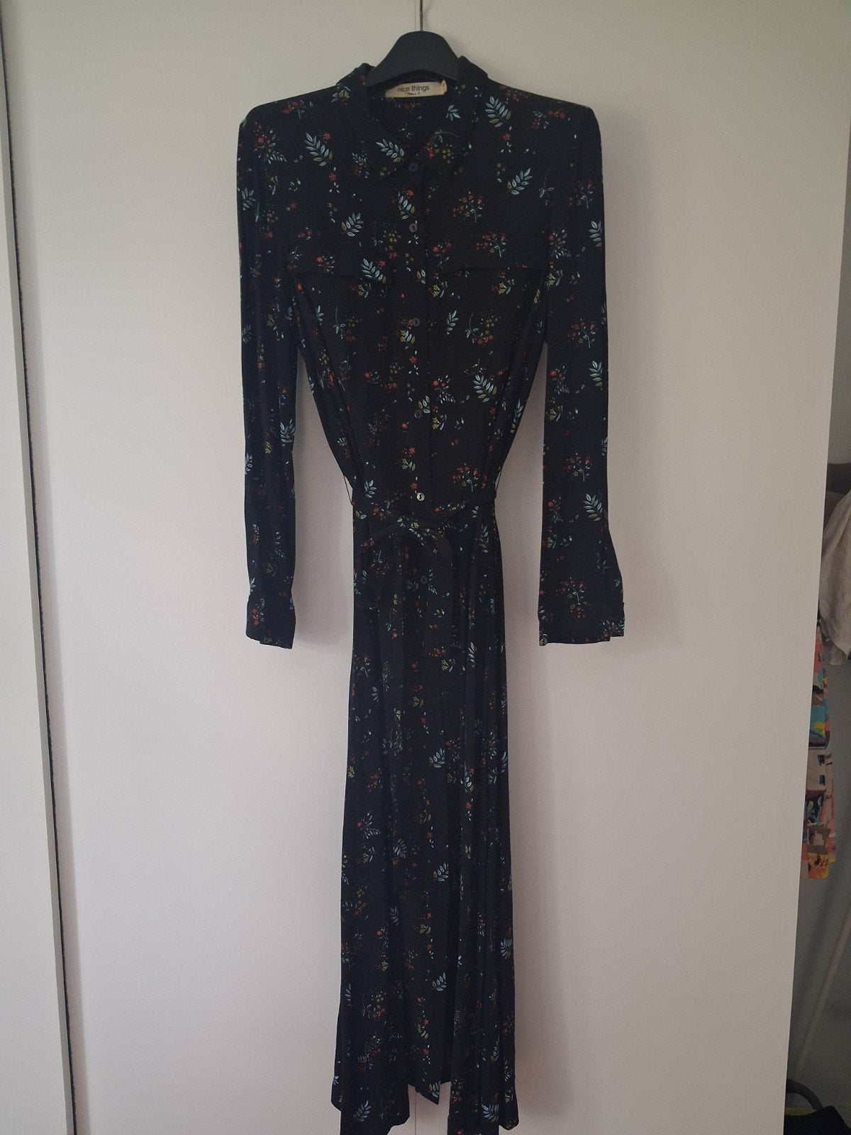 Nice Things Paloma S. Zwarte Bloemenjurk Maat 38, Ophalen of Verzenden