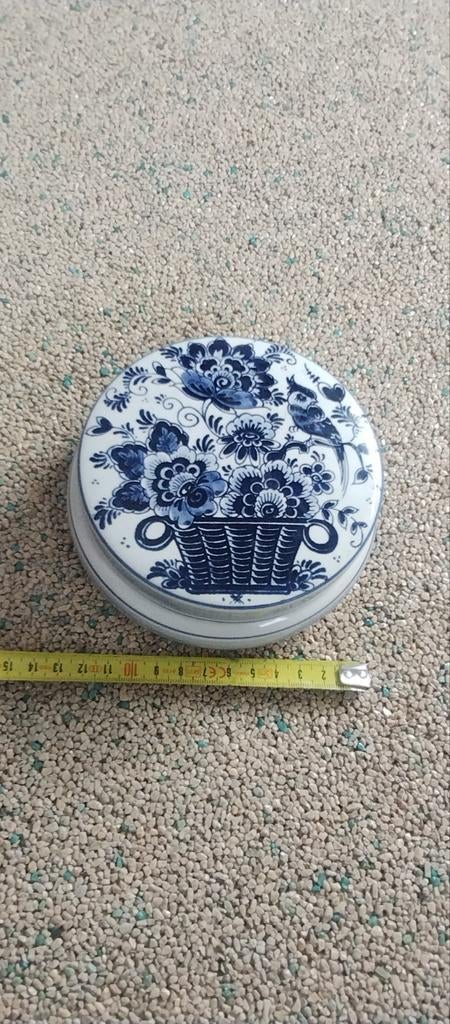 Delfts Blauw Potje met Deksel - Bloemen en Vogel, Antiek en Kunst, Antiek | Porselein, Ophalen of Verzenden