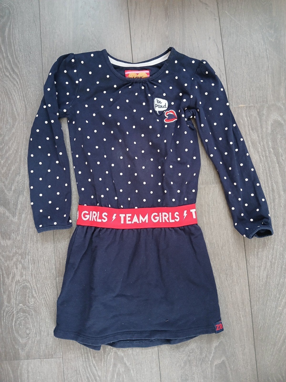 Jurkje Z8 maat 116/122 - Donkerblauw met stippen, Kinderen en Baby's, Kinderkleding | Maat 116, Ophalen of Verzenden, Gebruikt