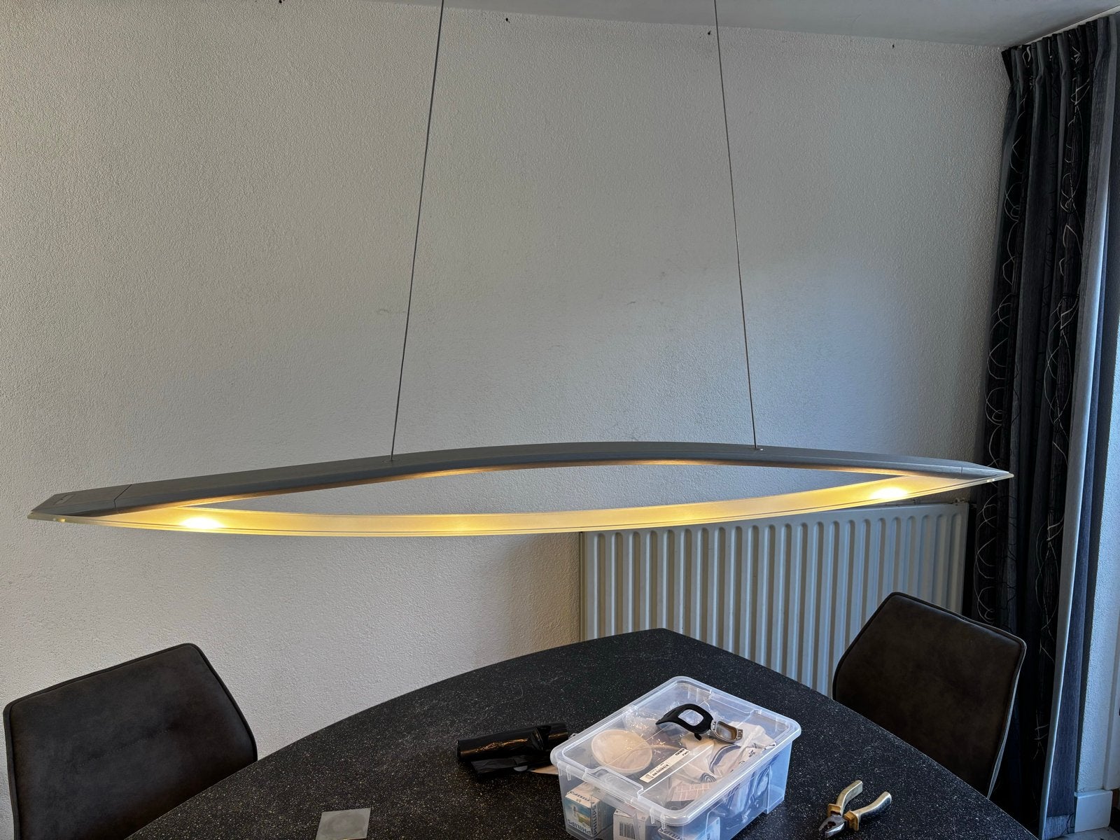 Philips LED Hanglamp Eettafel - Dimbaar, Geborsteld Staal, Ophalen, Gebruikt, Metaal