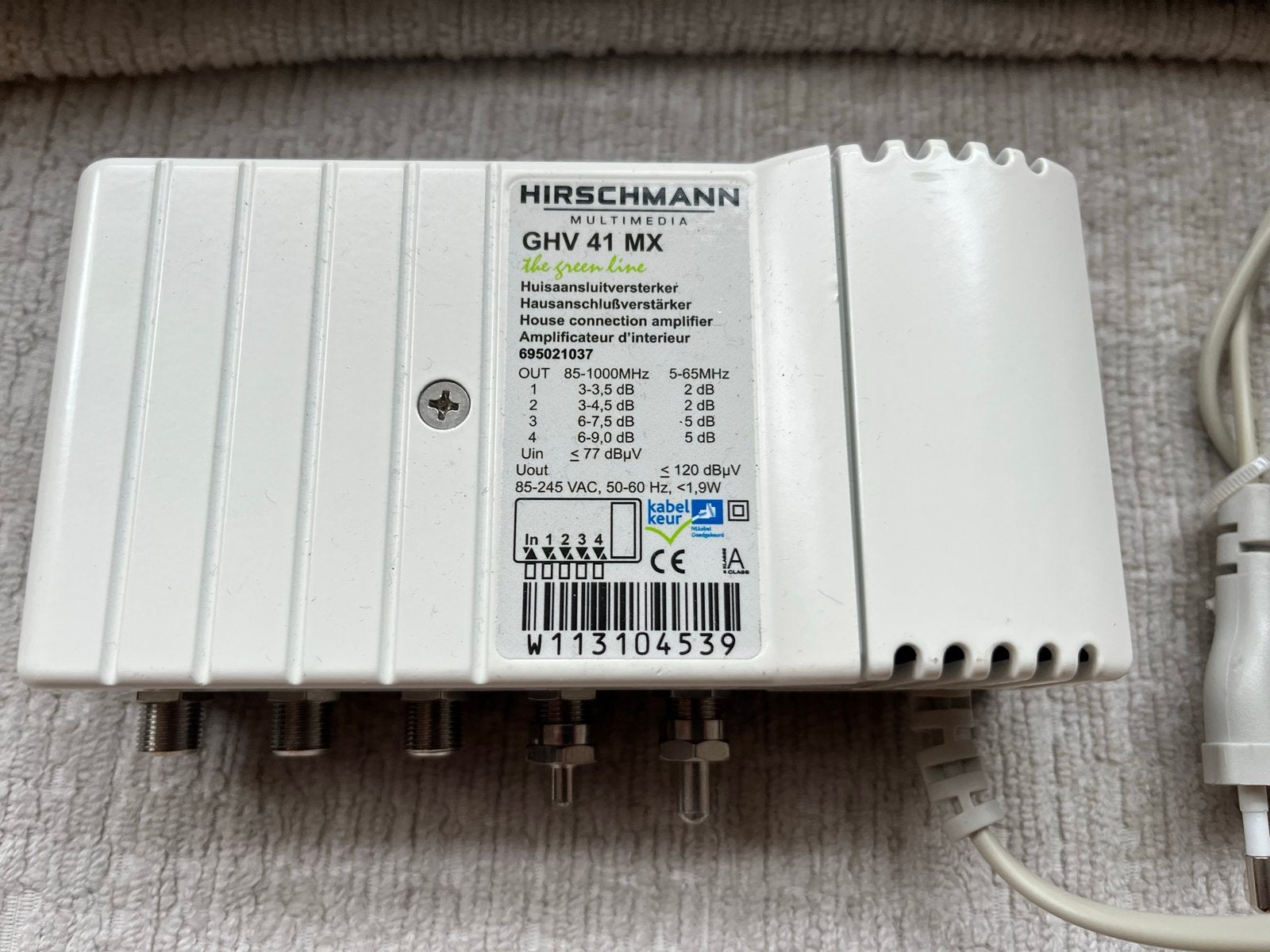 Hirschmann GHV 41 MX Huisaansluitversterker, Ophalen of Verzenden, Gebruikt, Overige kabels