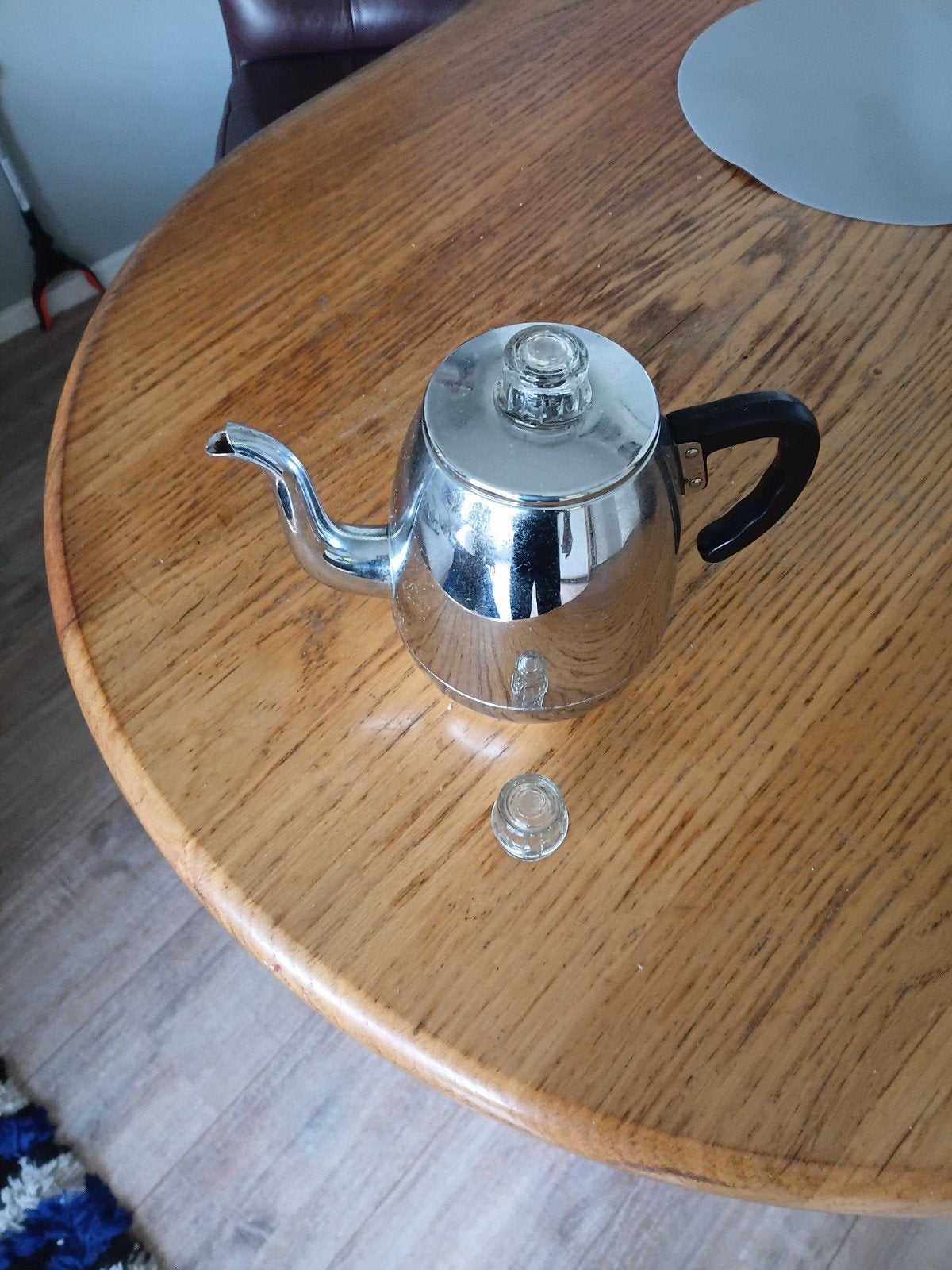 Vintage percolator koffiepot - Chroom, Gebruikt, Zilver, Metaal, Ophalen