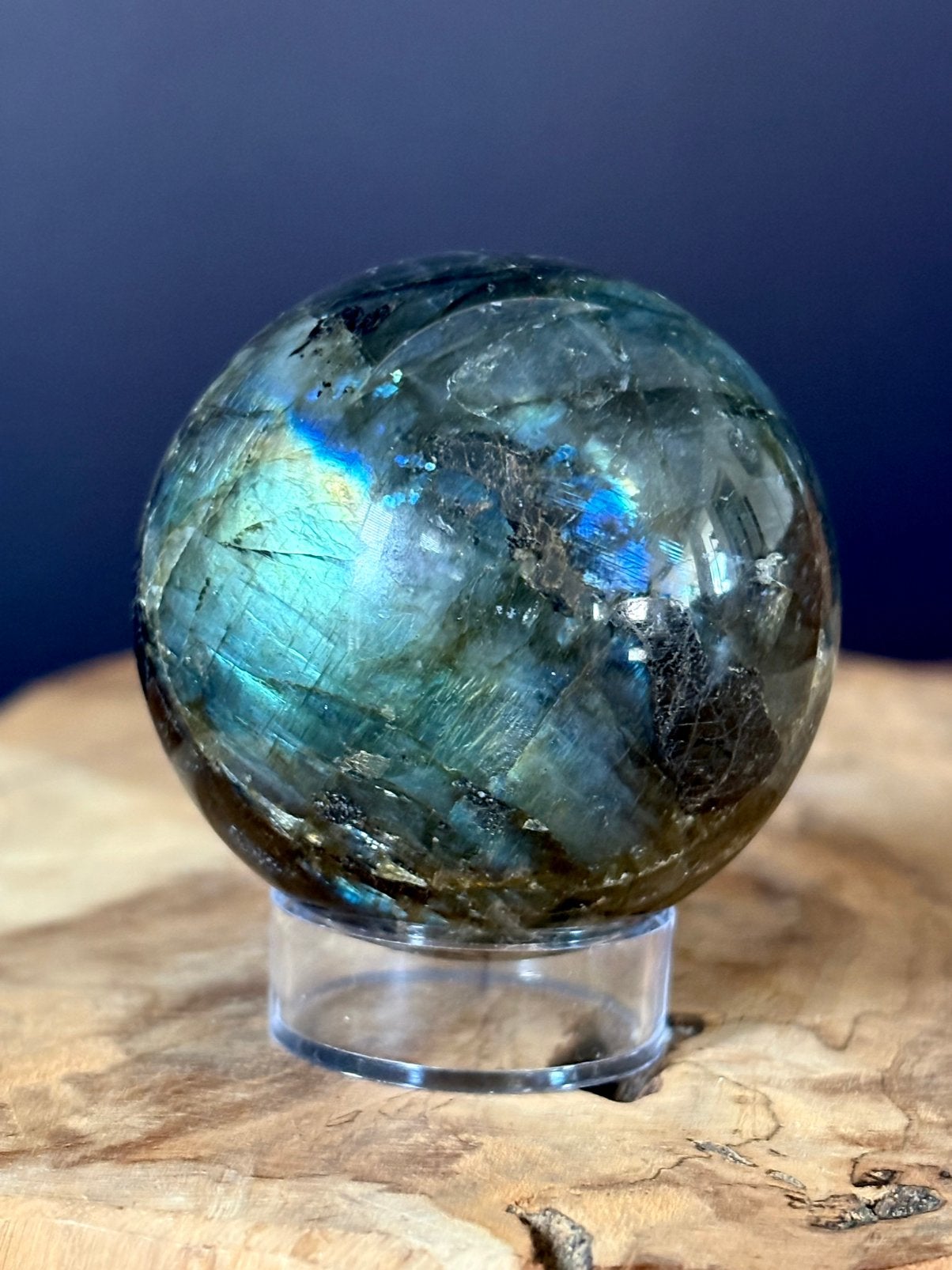 Labradoriet bol edelsteen minereaal labradorite flash, Ophalen of Verzenden