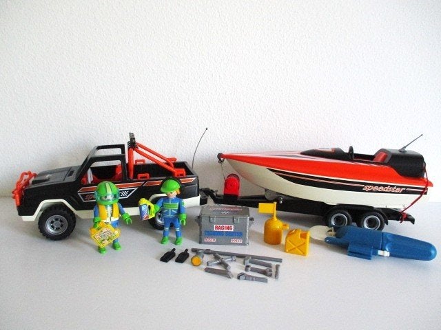 playmobil Pick-up met speedboot en onderwater motor 3399, Ophalen of Verzenden, Gebruikt, Complete set, Boot/Schip