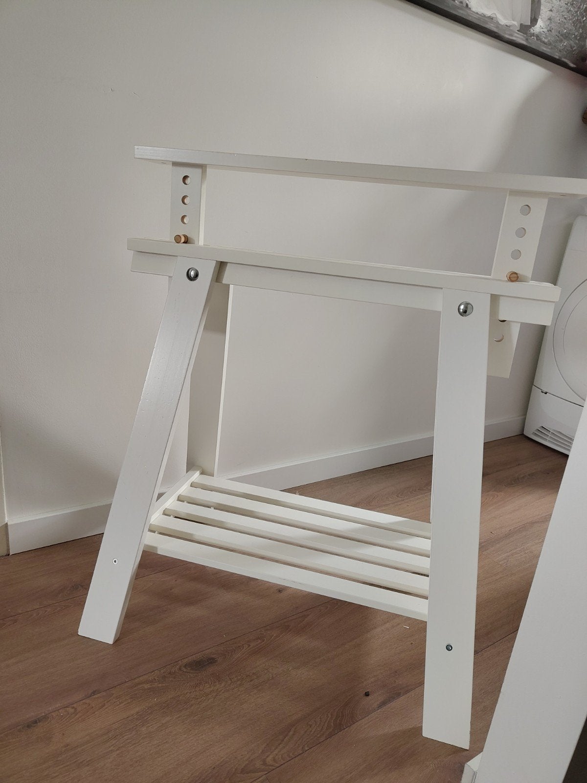 IKEA MITTBACK schraag, wit massief hout, 58x70/93 cm, Ophalen, Gebruikt