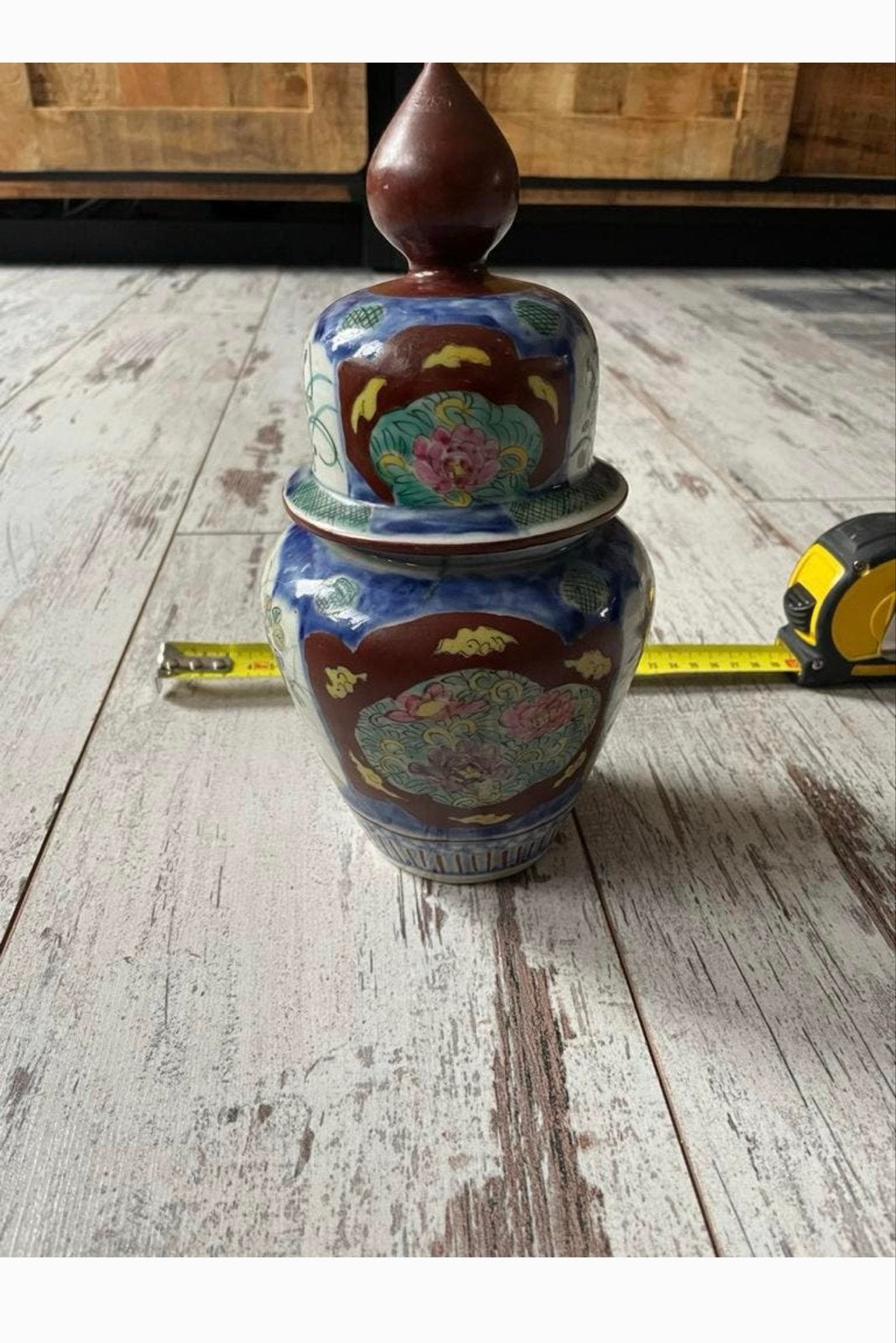 Handgeschilderde Japanse Porseleinen Pot met Bloemenpatroon, Ophalen of Verzenden