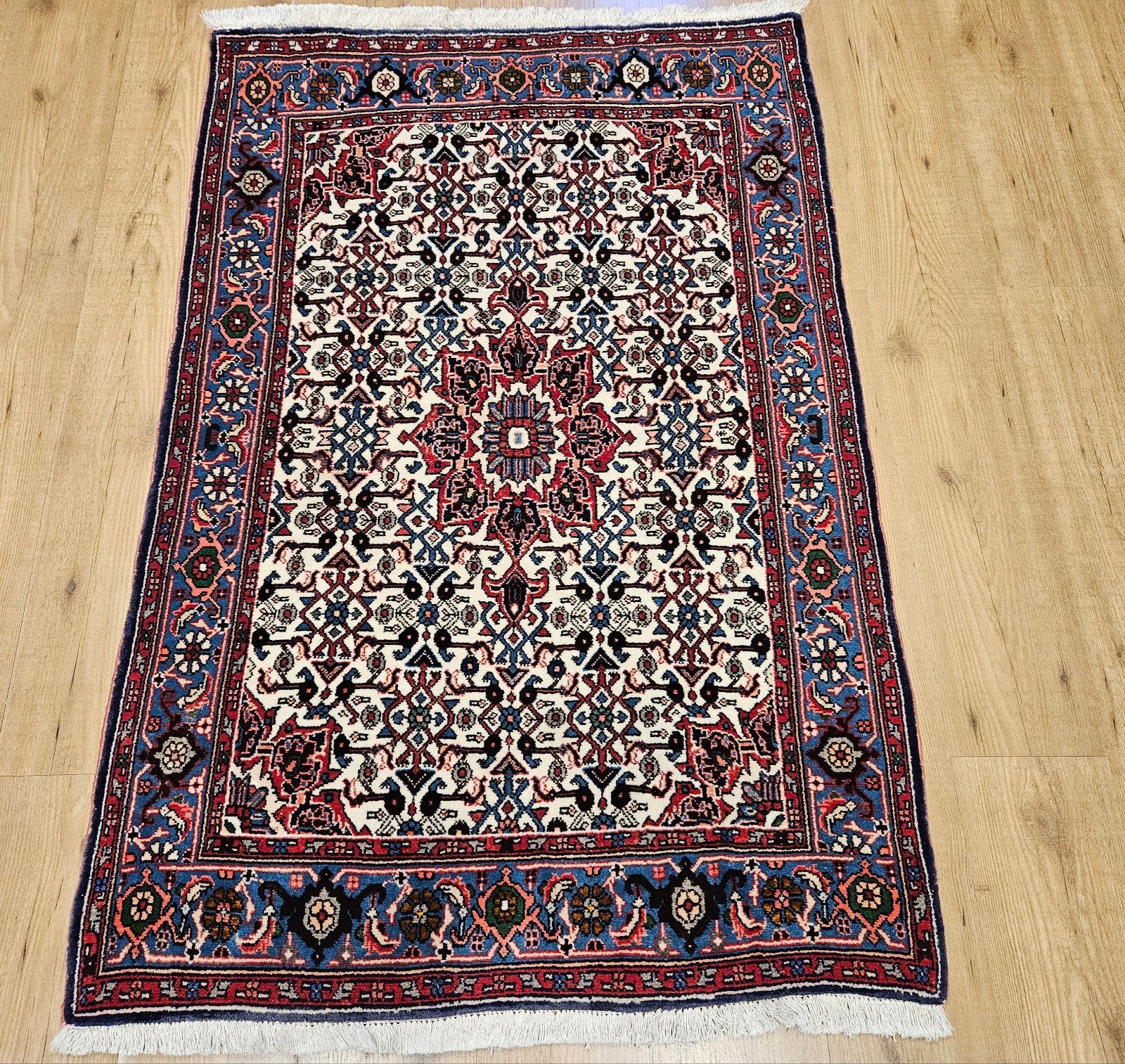 Vintage handgeknoopt perzisch tapijt bidjar 152x99, Info@SlatsAntiek.nl, Tweedehands, Ophalen of Verzenden, 150 tot 200 cm