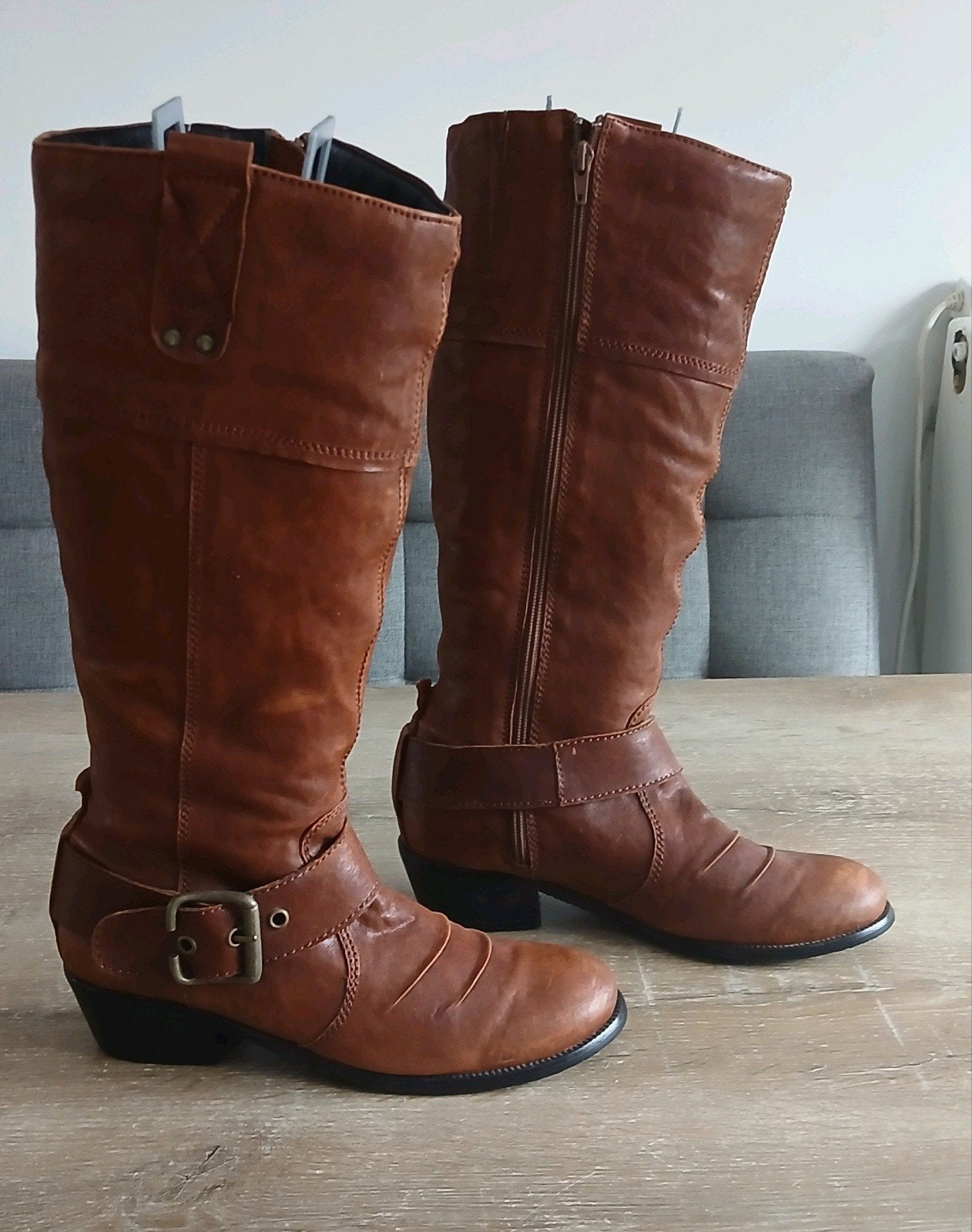 38 nieuwe Andrea Conti bruine leren hoge dames laarzen, Kleding | Dames, Schoenen, Hoge laarzen, Bruin, Nieuw, Ophalen of Verzenden