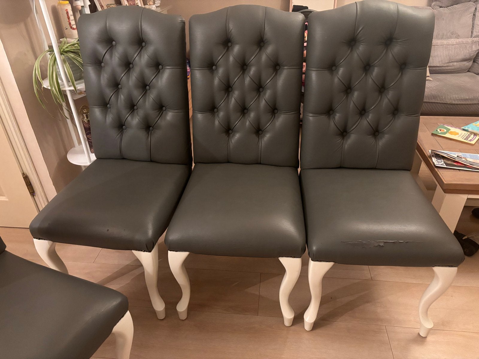 4 landelijke stoelen van Goossens - 1 beschadigd, Ophalen, Gebruikt, Vier, Stof