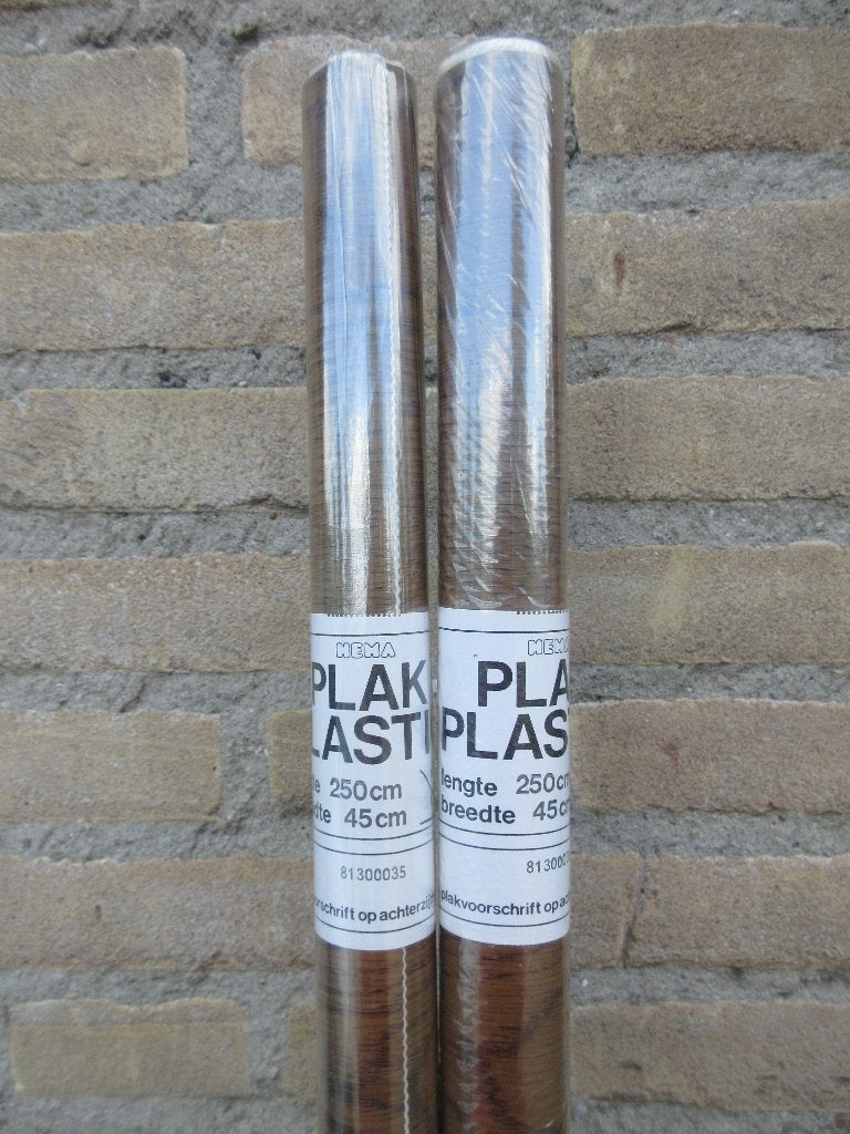 Vintage bruin plakplastic met houtnerf, Ophalen of Verzenden, Huis en Inrichting