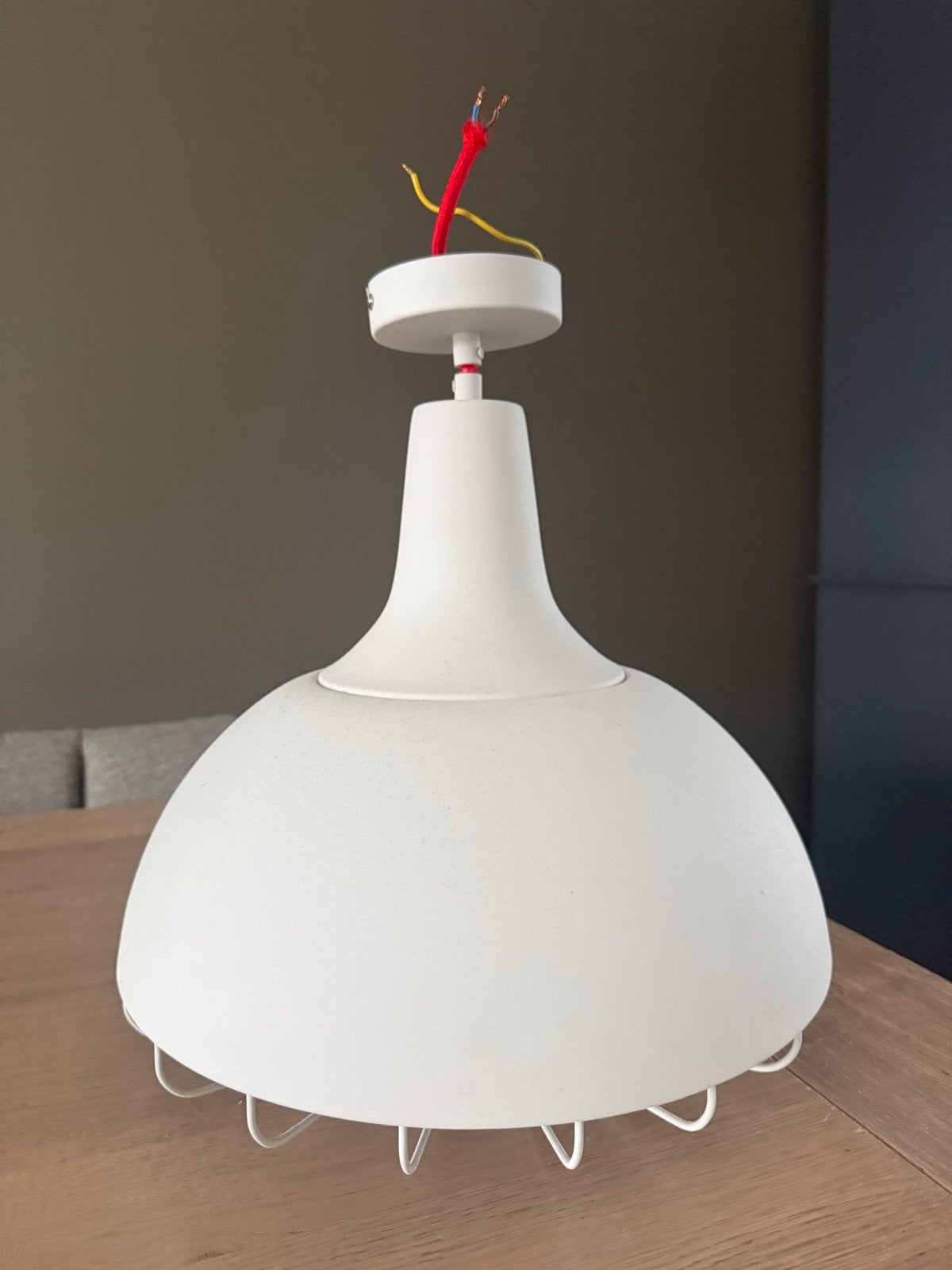 Witte hanglamp - 40 cm hoog, 38 cm breed, Ophalen, Gebruikt, Metaal