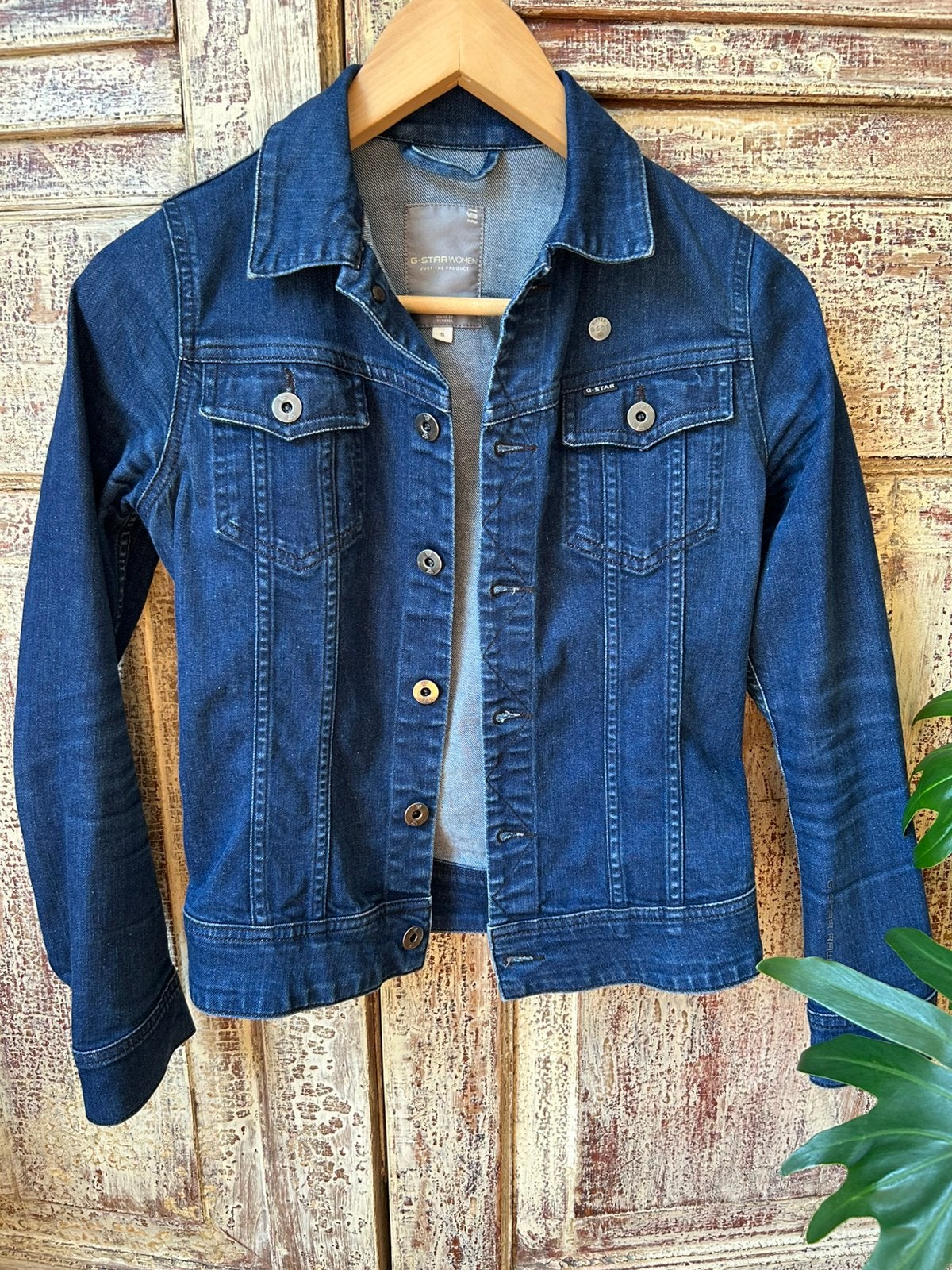 G-Star donkerblauw spijkerjasje maat S, Ophalen of Verzenden, Zo goed als nieuw, Maat 36 (S), Blauw
