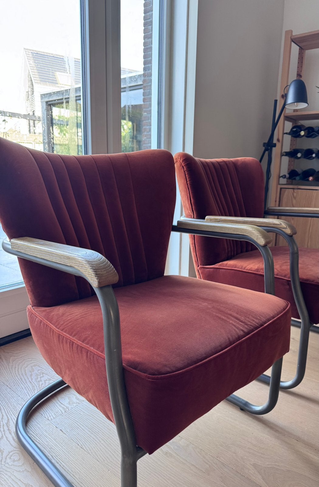 Fauteuil Eleonora brique, Ophalen, 75 tot 100 cm, Zo goed als nieuw, Stof