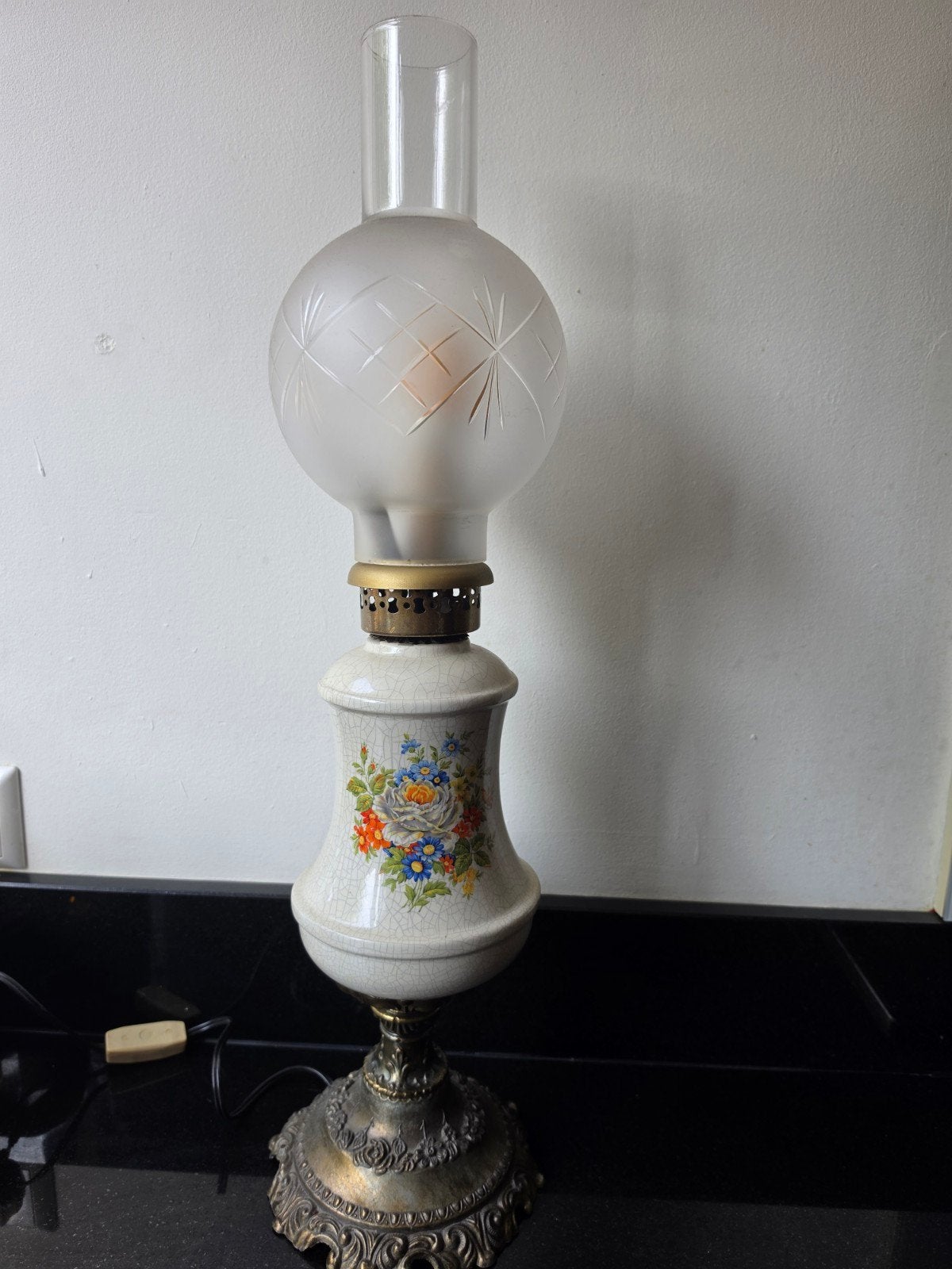 antieke lamp porselein, Ophalen of Verzenden