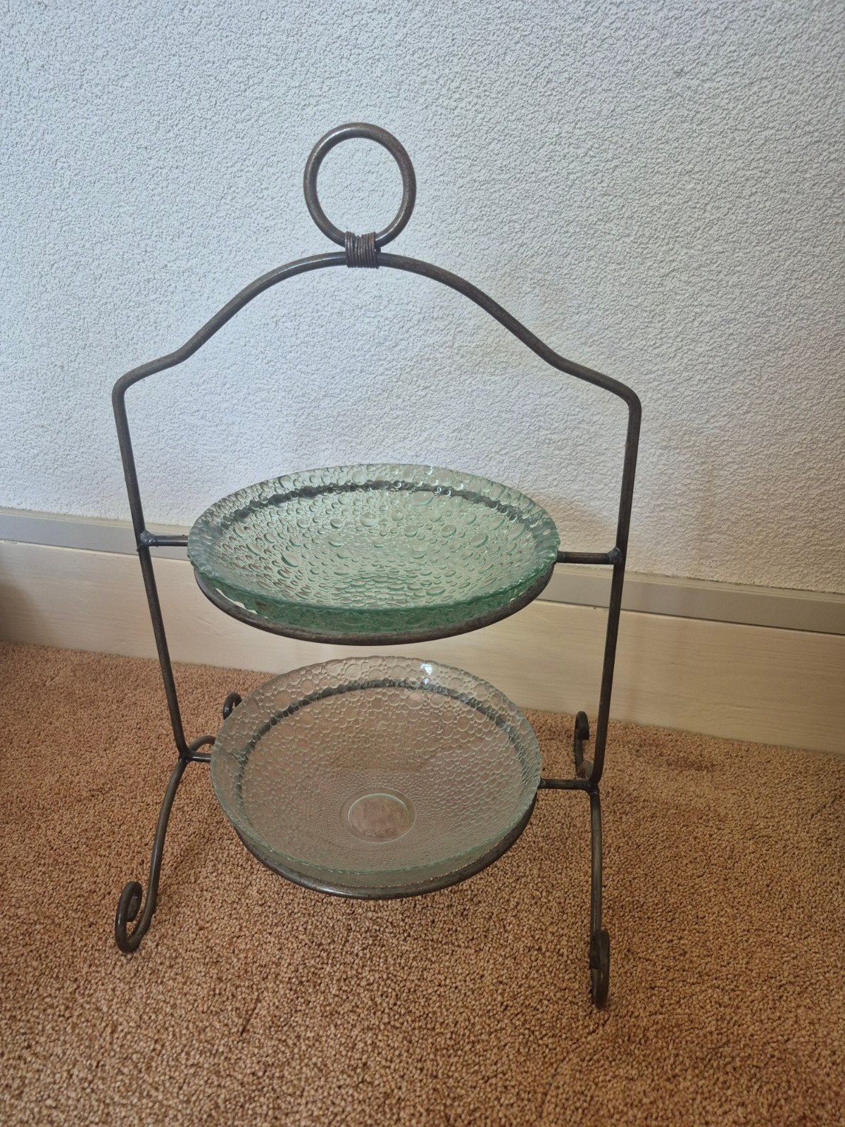 Decoratieve etagère met glazen schalen, Ophalen of Verzenden, Klassiek, Metaal, Gebruikt