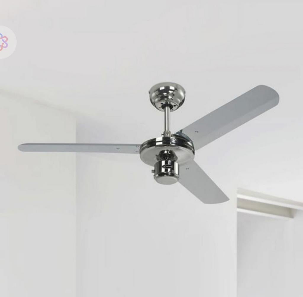 Stijlvolle Plafondventilator - Chroom Design, Ophalen of Verzenden, Nieuw, Plafondventilator