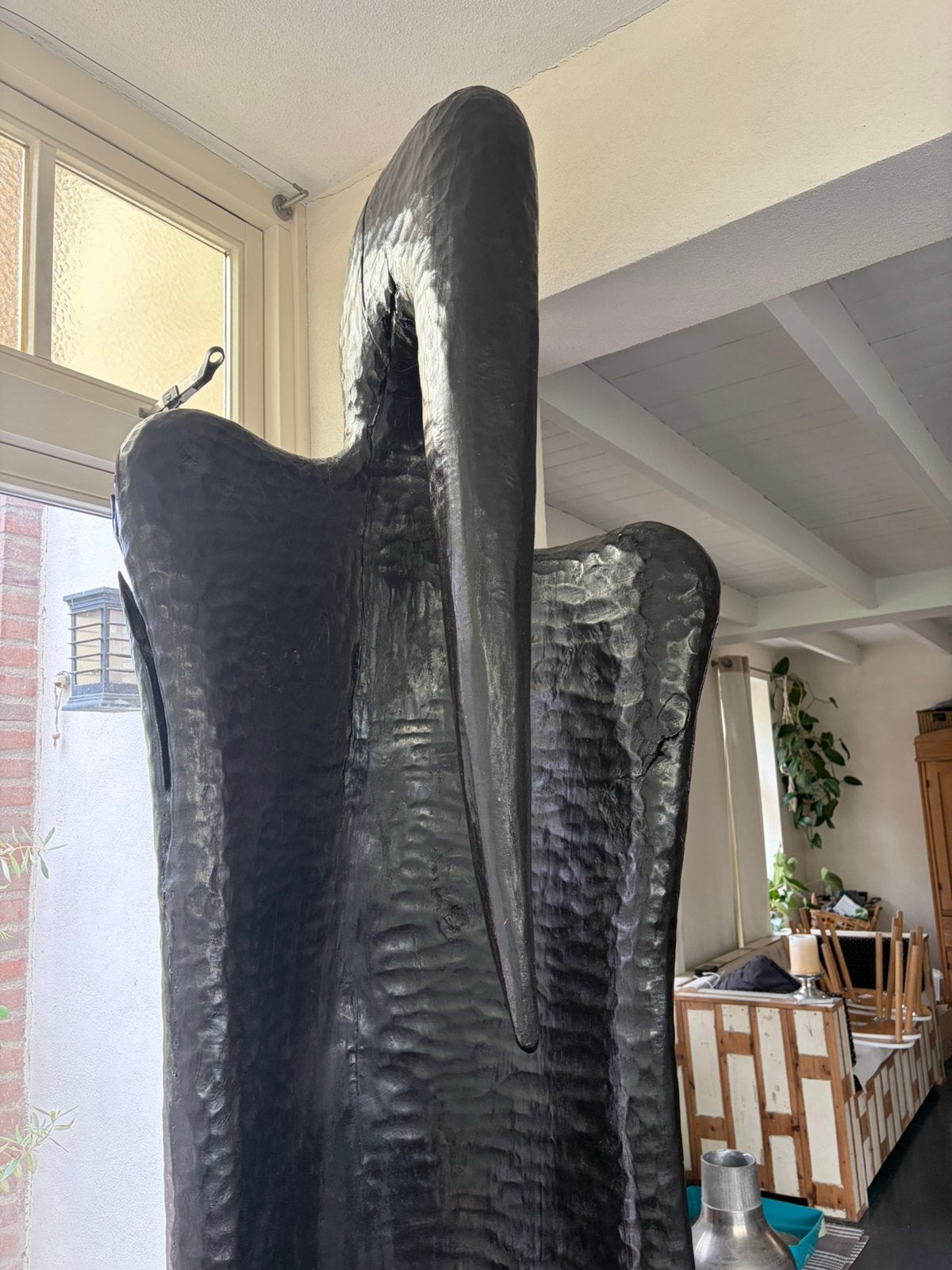 Beeld, Ophalen, Houtsnijwerk, Meer dan 2 meter, Zwart