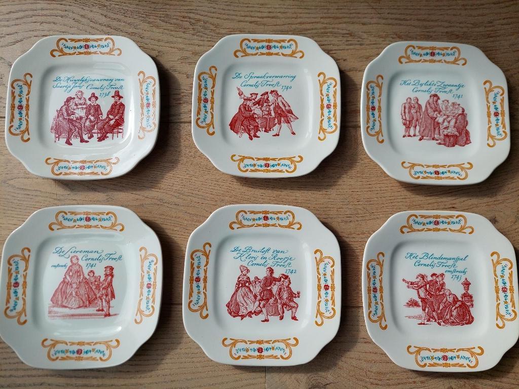 Boch La Louviere schotels, Cornelis Troost, 6 verschillende, Antiek en Kunst, Ophalen of Verzenden