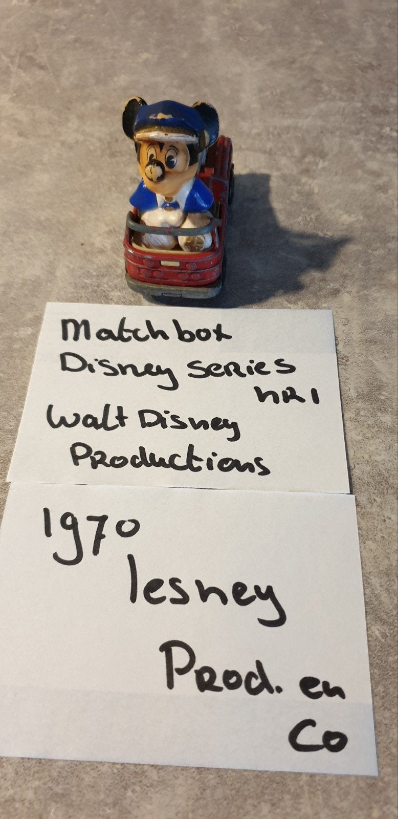 Vintage Matchbox Disney Mickey Mouse Brandweerwagen 1970, Ophalen of Verzenden, Mickey Mouse, Gebruikt