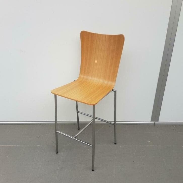 set van 4 Hoge houten barkrukken bar krukken NIEUWE zitting, 5 krukken of meer, Ophalen of Verzenden, Nieuw, 60 tot 90 cm