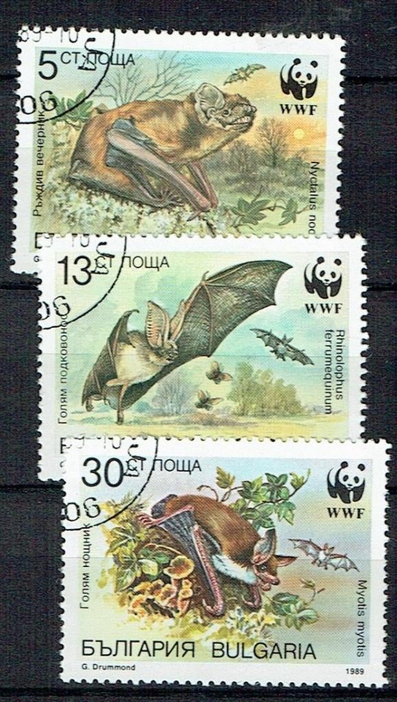 Bulgarije 1989 WWF Vleermuizen, Postzegels en Munten, Verzenden, Gestempeld, Dier of Natuur
