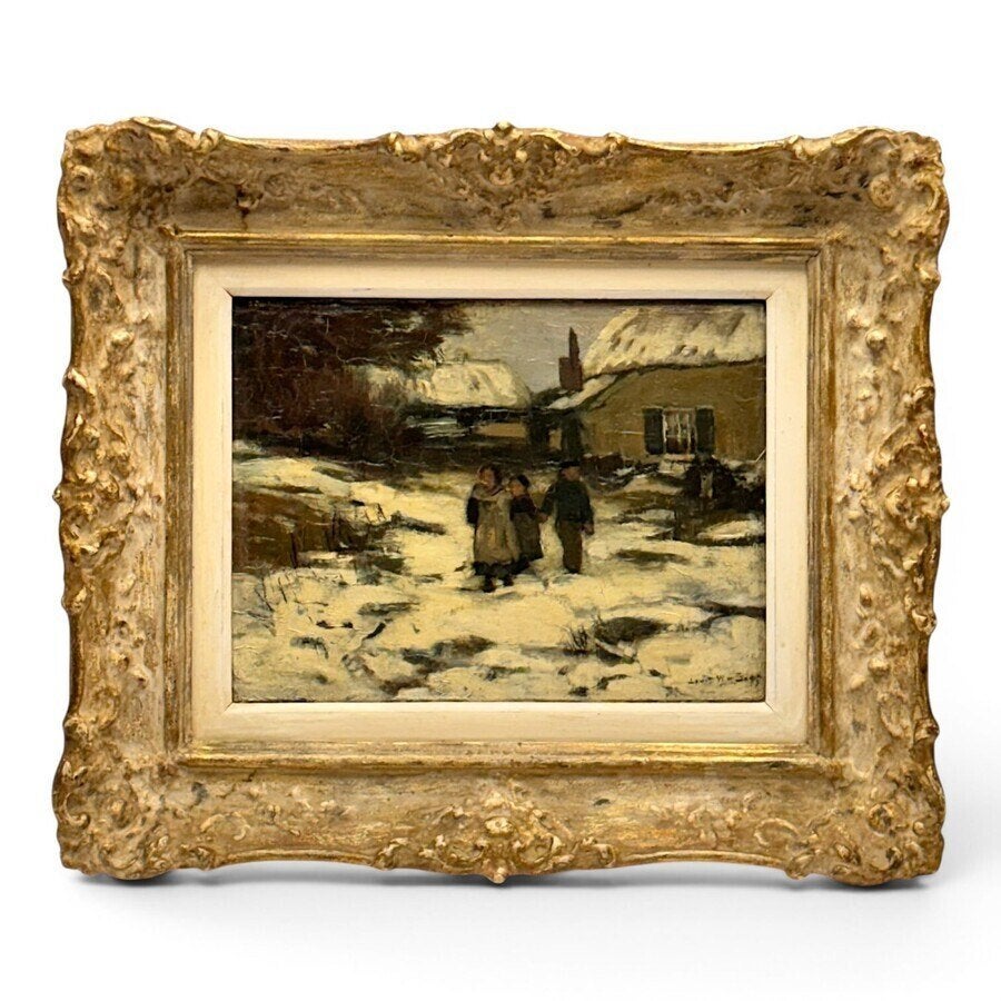 Louis Willem van Soest (1867-1948) - kinderen in de sneeuw, Ophalen of Verzenden