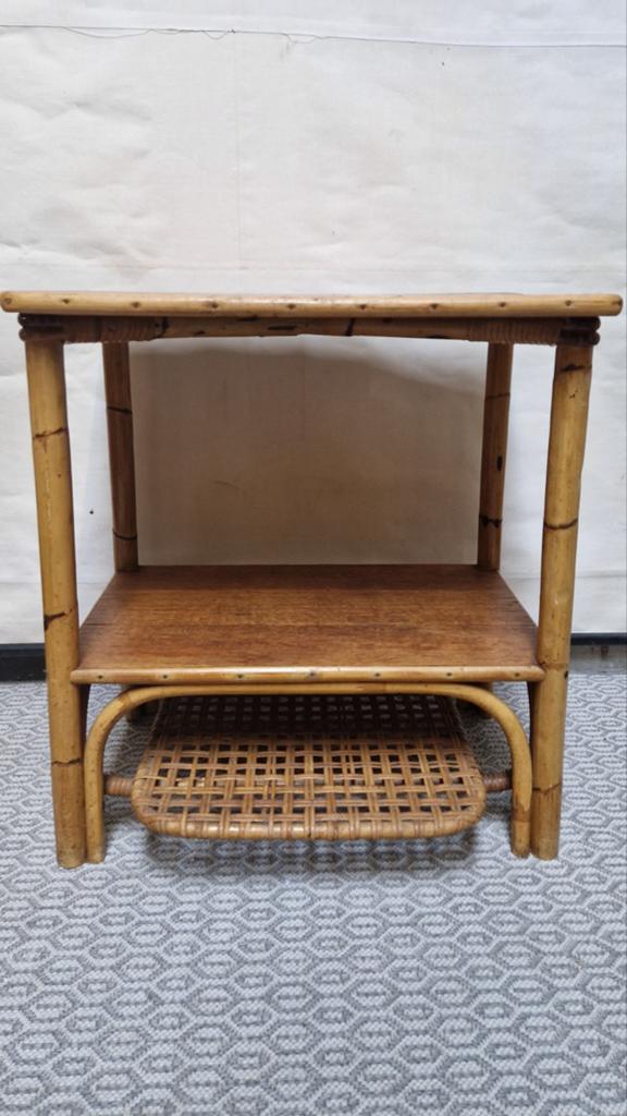 vintage rotan bijzettafeltje/sidetable, Ophalen, Huis en Inrichting