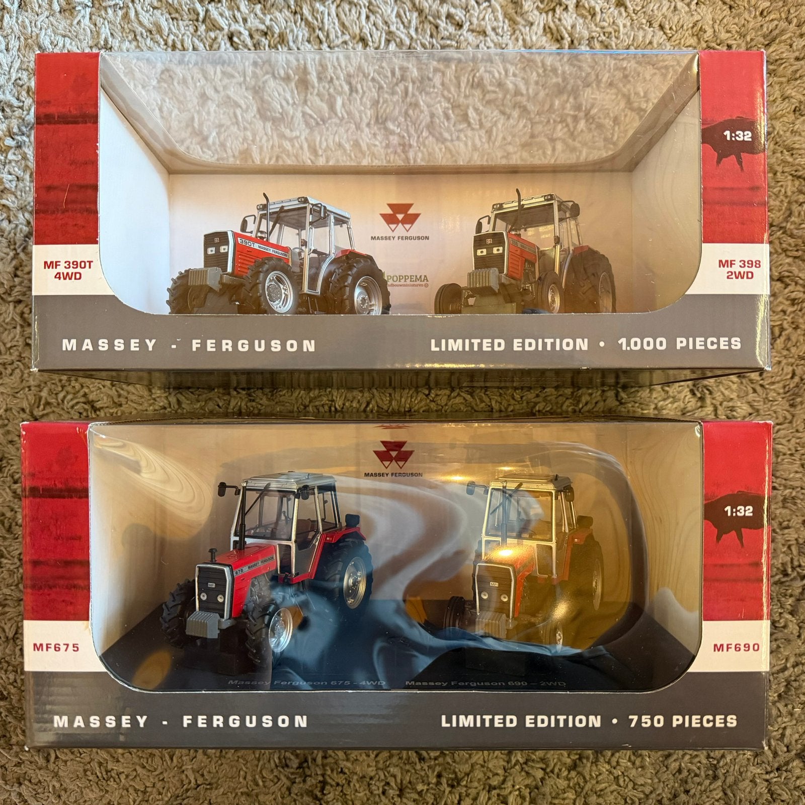 2 x Massey Ferguson set's UH7121 & UH7122 POPPEMA uitgave, Hobby en Vrije tijd, Ophalen, Zo goed als nieuw, Tractor of Landbouw