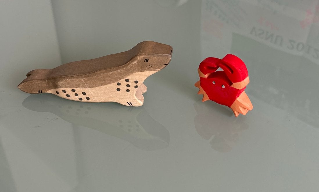 Holztiger houten speelfiguren: Krab en Zeehond, Ophalen of Verzenden, Nieuw, Overige typen