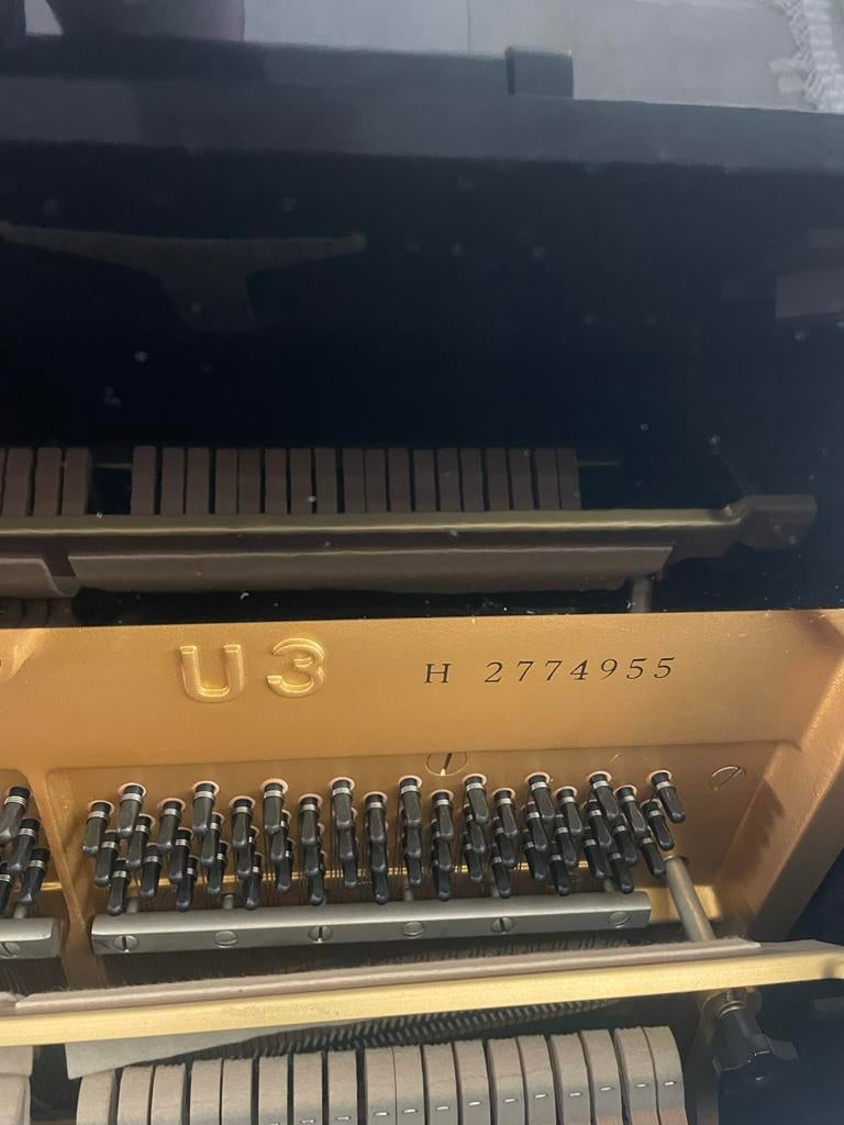 Yamaha U3 h Piano - Zwart Hoogglans, Ophalen, Zwart, Zo goed als nieuw, Piano