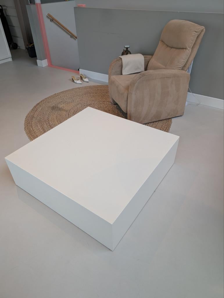 Handgemaakte salontafel met wieltjes - 100x100x30 cm, Gebruikt, 50 tot 100 cm, Vierkant, Overige houtsoorten