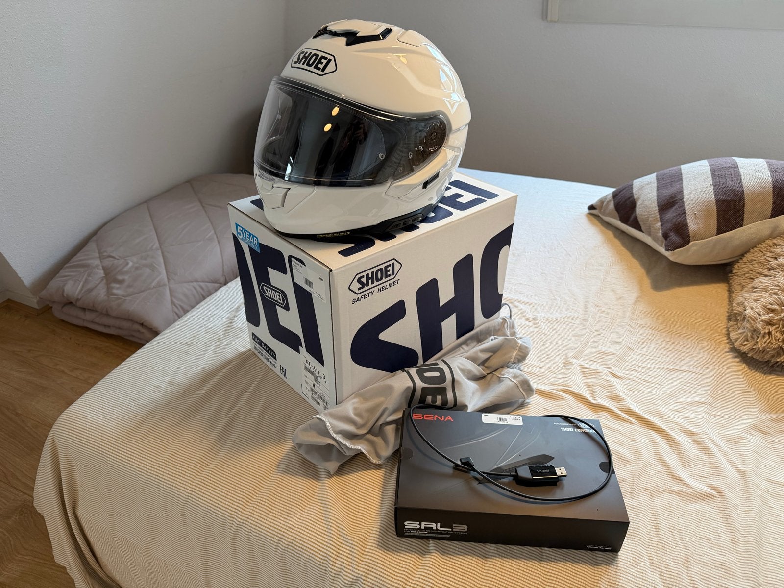 Shoei GT-Air 3 helm wit maat M met Sena SRL3 communicatie, M, Heren, Ophalen of Verzenden, Integraalhelm