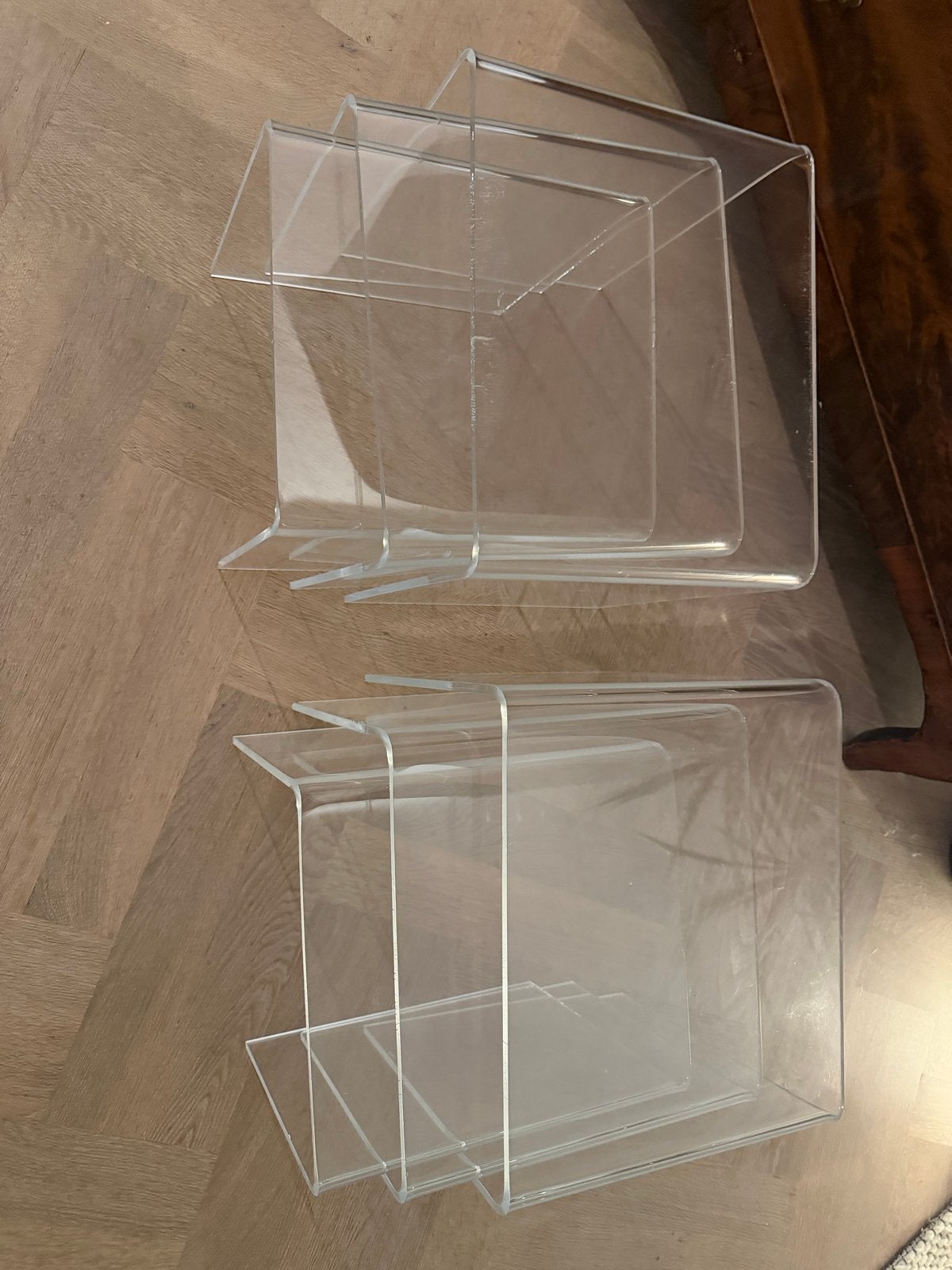Set van 3 plexiglas bijzettafeltjes - Gebruikt, Meerdere vakken, Gebruikt, Modern, Lectuurbak