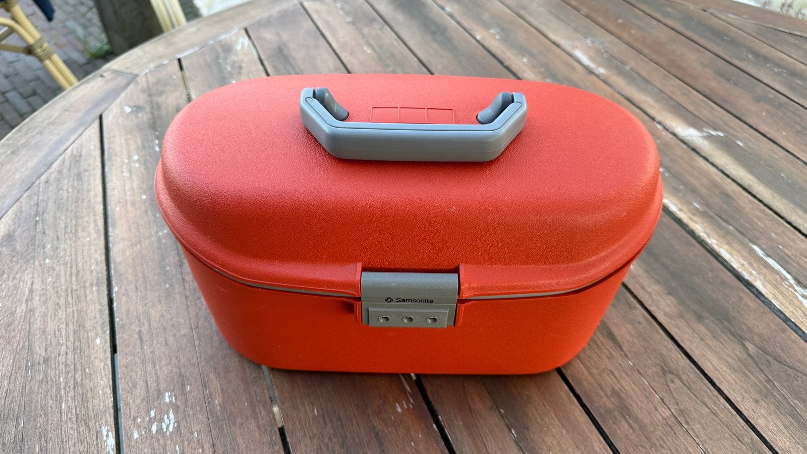 Samsonite beautycase / stevig koffertje - Oranje, Gebruikt, Oranje, Ophalen of Verzenden, Met slot