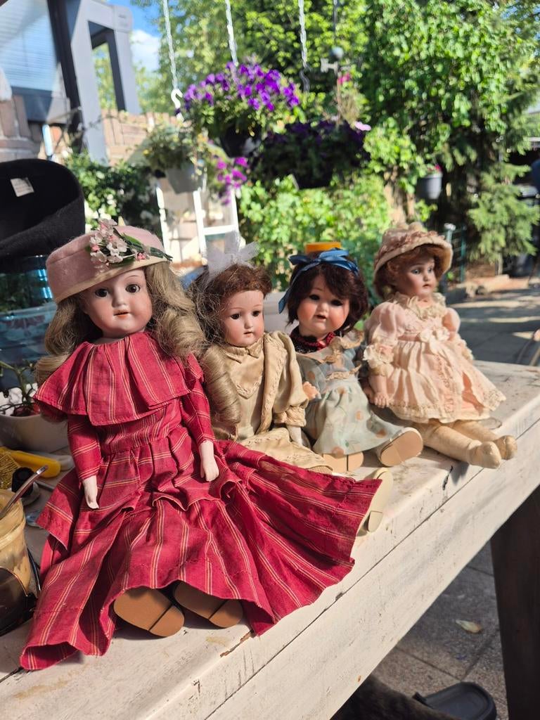 4x antieke poppen voor de vitrine, Ophalen of Verzenden