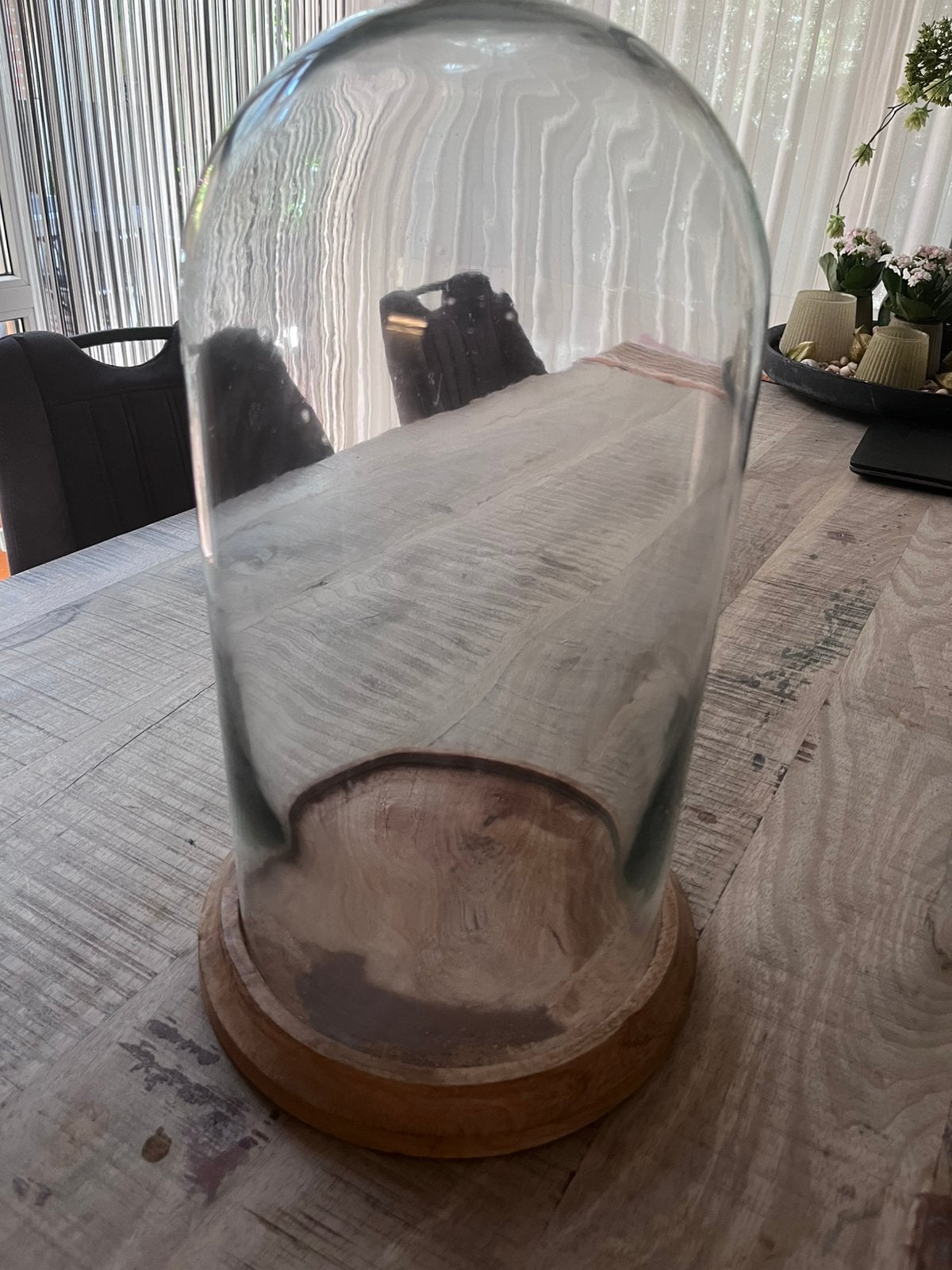 Landelijke glazen stolp, Glas, Ophalen, Zo goed als nieuw, Met plateau