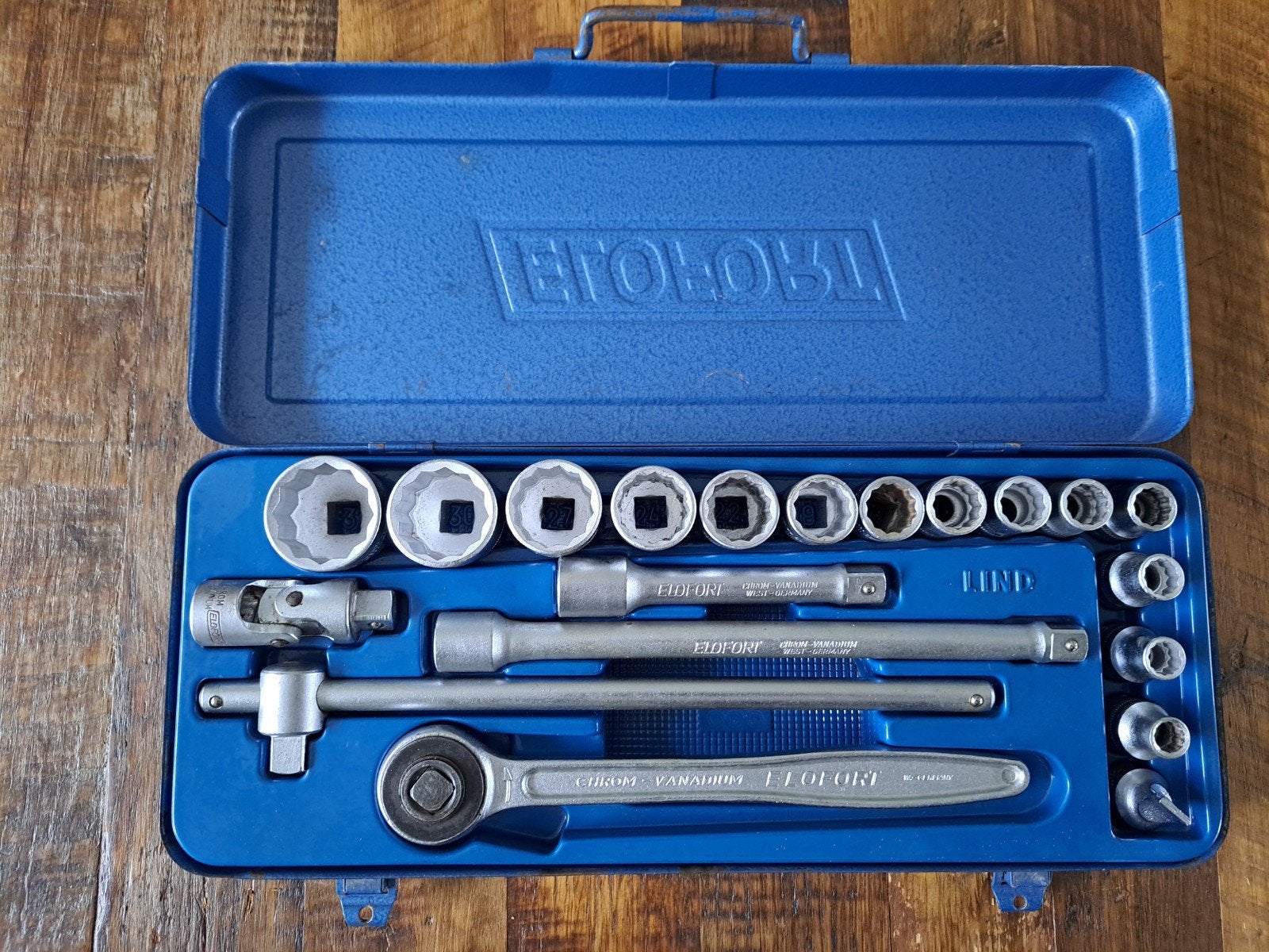 Fraaie Elofort (Elora) 1/2 doppenset | doppendoos, Ophalen of Verzenden, Gebruikt, Gereedschapsset, Overige merken