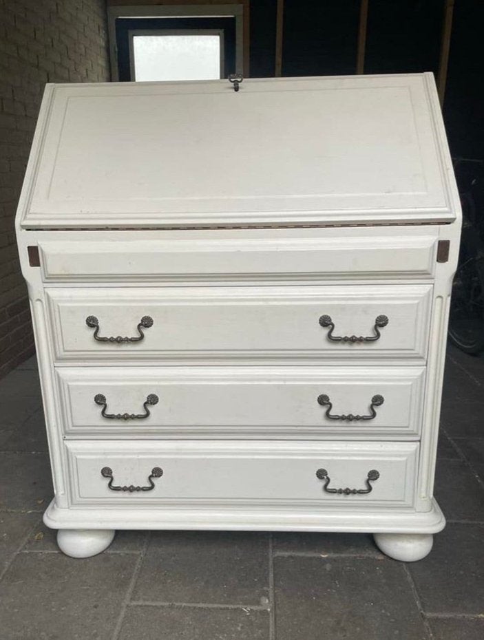 Antieke Secretaire Bureau - Wit met Lades, Ophalen, Gebruikt, Secretaire, Antiek