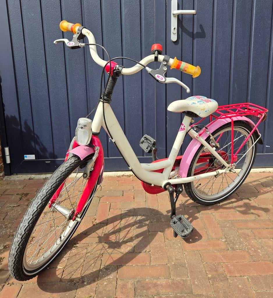 K3 Kinderfiets 20 inch - Roze/Wit, Ophalen, 20 inch of meer, Gebruikt, Velgrem