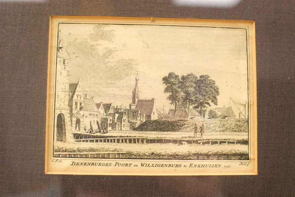 Prent Denenburg - poort en Willigenburg te enkhuizen 1726 48, Ophalen of Verzenden, Voor 1920, Ongelopen, Noord-Holland