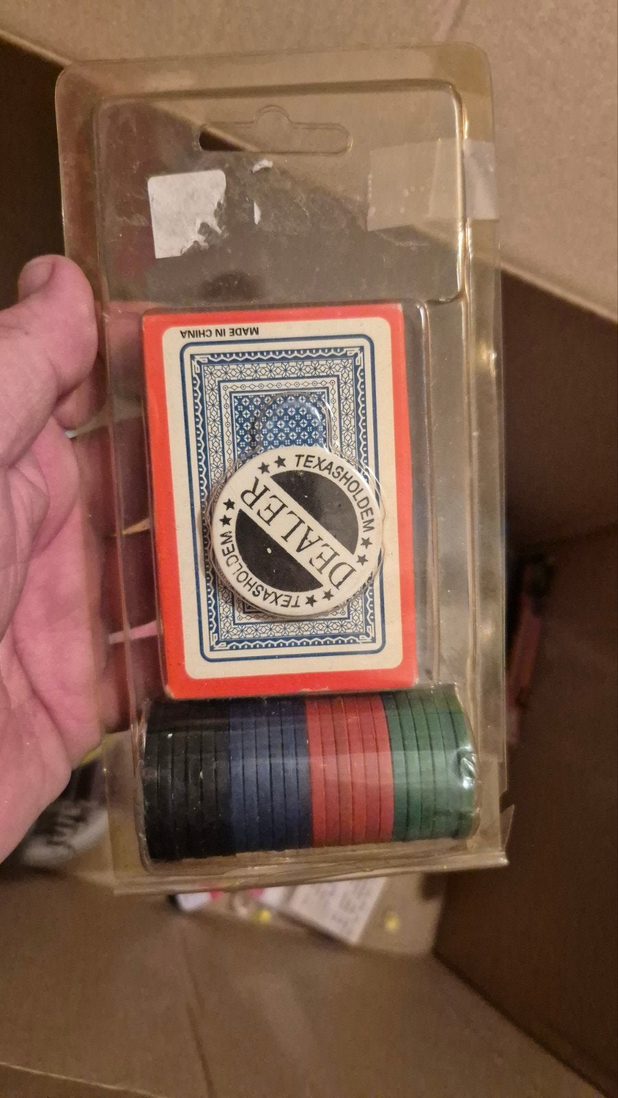 Texas Hold'em Pokerset met kaarten, chips en dealer button, Drie of vier spelers, Ophalen of Verzenden, Nieuw