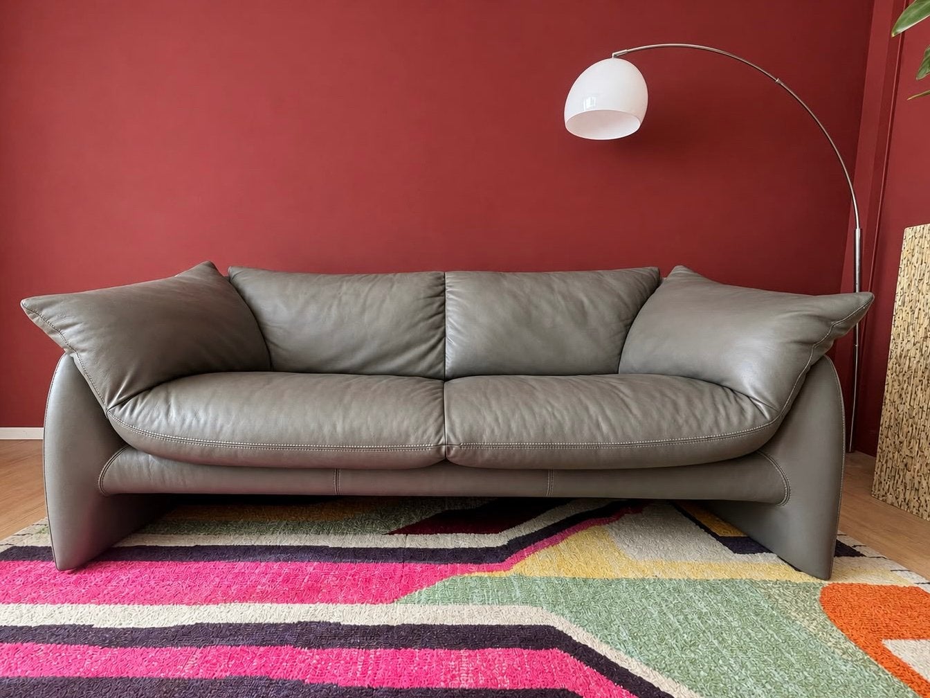 Leolux Edison 2,5-zits bank grijs groen, Ophalen, Gebruikt, 150 tot 200 cm, Rechte bank