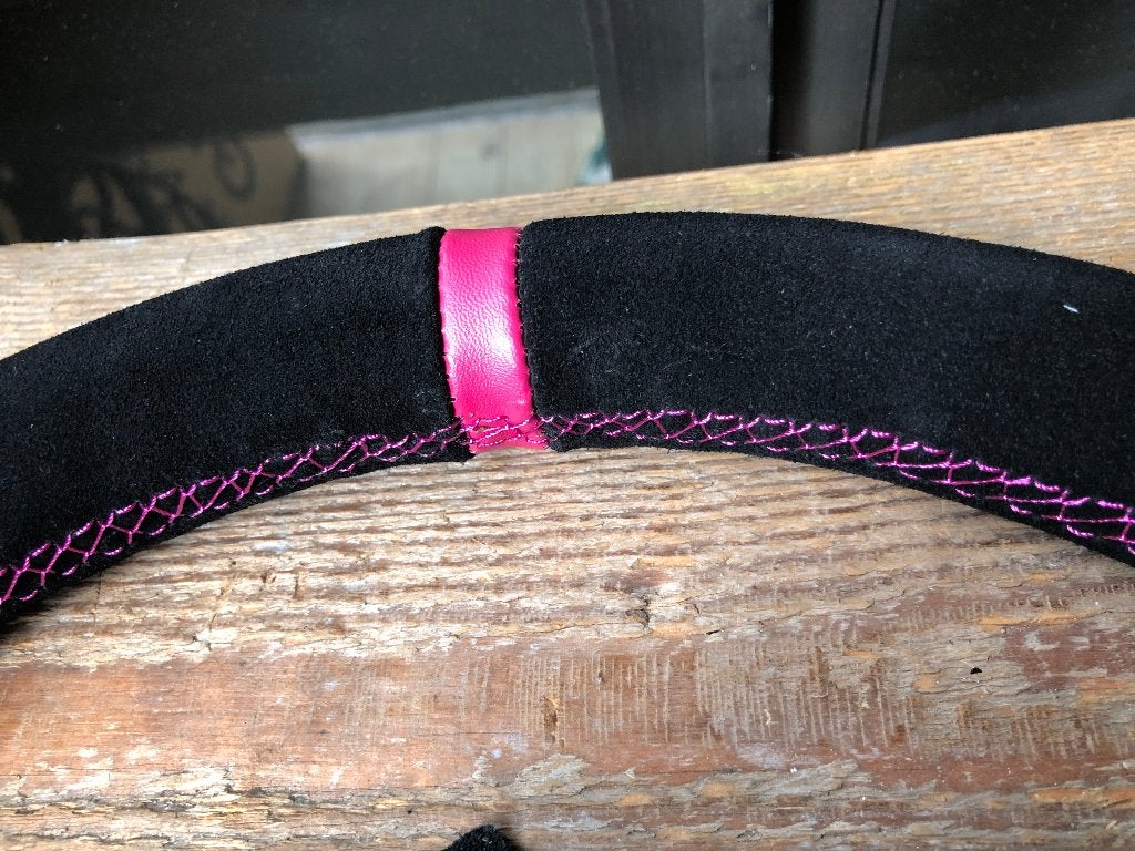 NRG Sportstuur suede 350mm roze paars zwart deep dish 75mm, Ophalen of Verzenden
