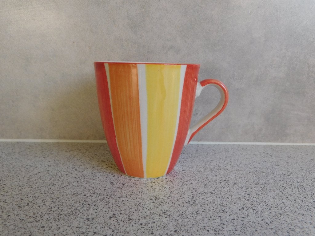 Senseo mok 150 ml. Strepen Vic's Handpainted, Overige merken, Zo goed als nieuw, Overige stijlen, Porselein