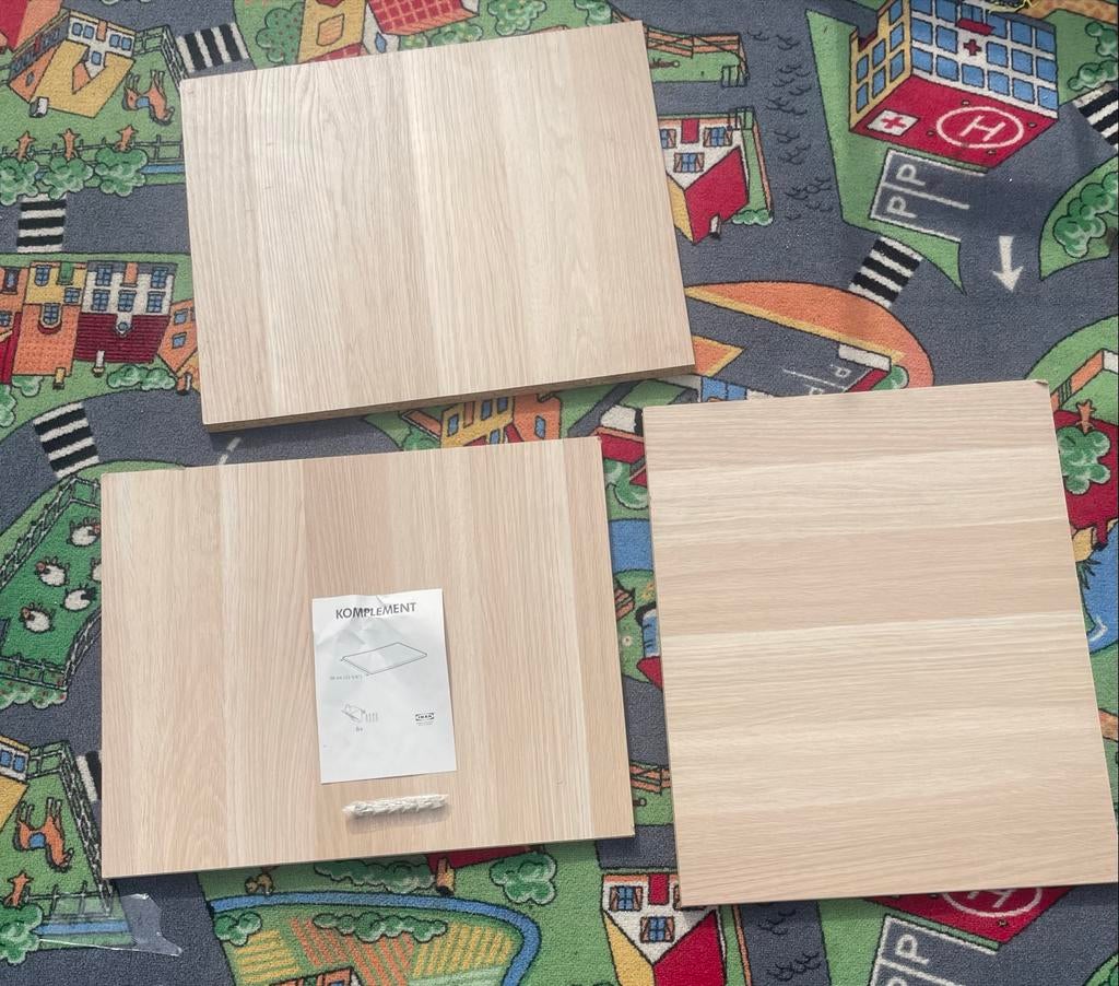 3 IKEA Komplement planken, 58 cm, hout, Ophalen, Zo goed als nieuw