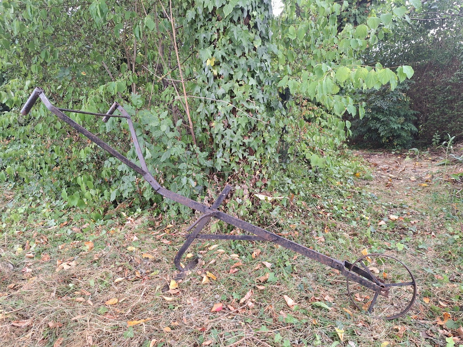 Antieke duwschoffel met wiel - 160cm lang, 37cm breed, Ophalen, Gebruikt