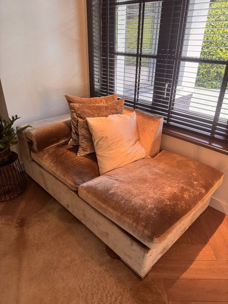 Eric Kuster chaise longue velvet taupe – Metropolitan, Ophalen, Gebruikt, 75 tot 100 cm, Minder dan 150 cm
