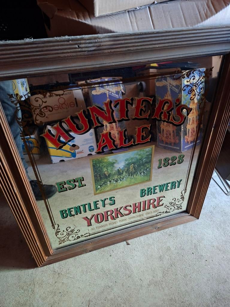 Vintage Hunter's Yorkshire Bier Reclame Spiegel - Origineel, Ophalen