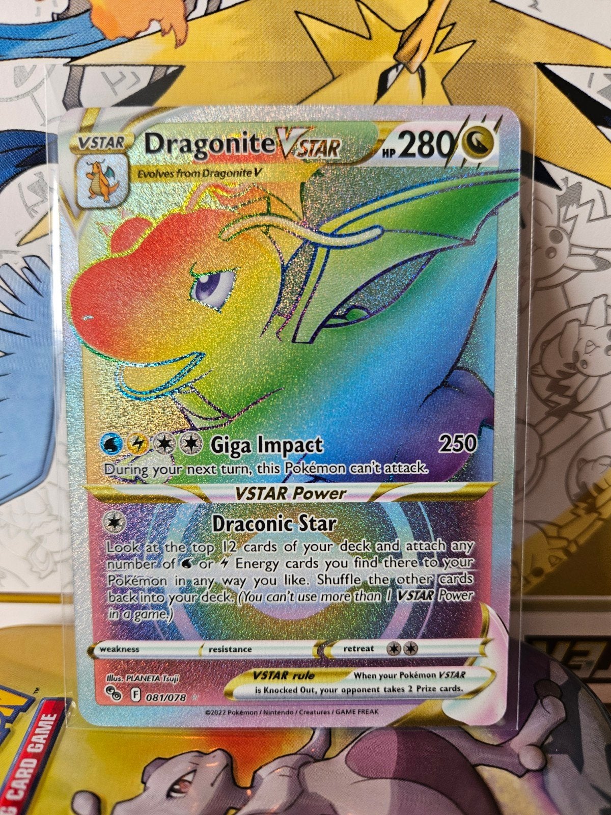 Dragonite V Star Rainbow 081/078 Pokémon GO Secret Rare, Ophalen of Verzenden, Nieuw, Losse kaart, Foil