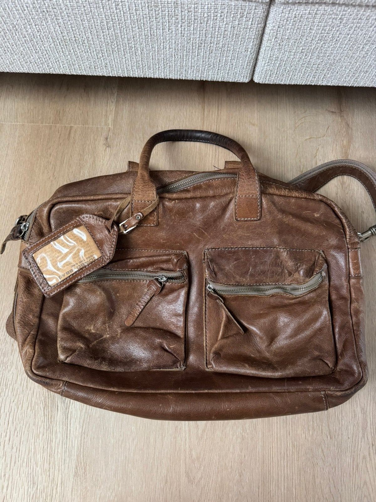 Cowboysbag The Bag 1030 bruin leer, Ophalen of Verzenden, Gebruikt, Bruin, Handtas